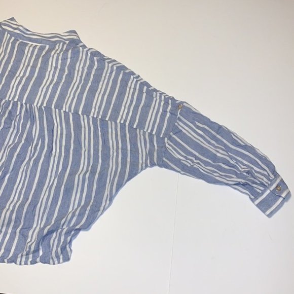 Mos Mosh Blue and White Striped Linen Shirt - Women’s Size Large - Picture 5 of 10